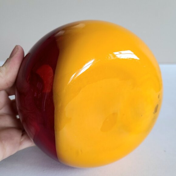Murano(?) red yellow asymmetrical round organic contemporary design shape vase. - Picture 9 of 10
